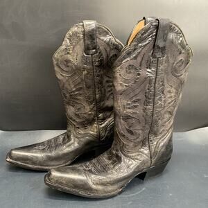 J.B Dillon JBW2301 Western Cowboy Boot Women's 9 Black Leather Embroidered